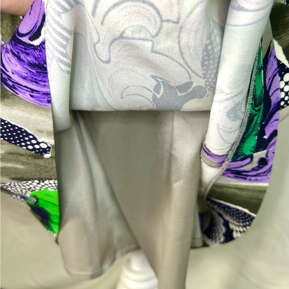 Versace Collection Grey, Purple, Green Abstract Pencil Skirt, Size M - Picture 6 of 13